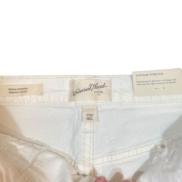 Universal Thread High-Rise Vintage Bermuda Jean Shorts, Off White, Size 2, NWT - Picture 7 of 13